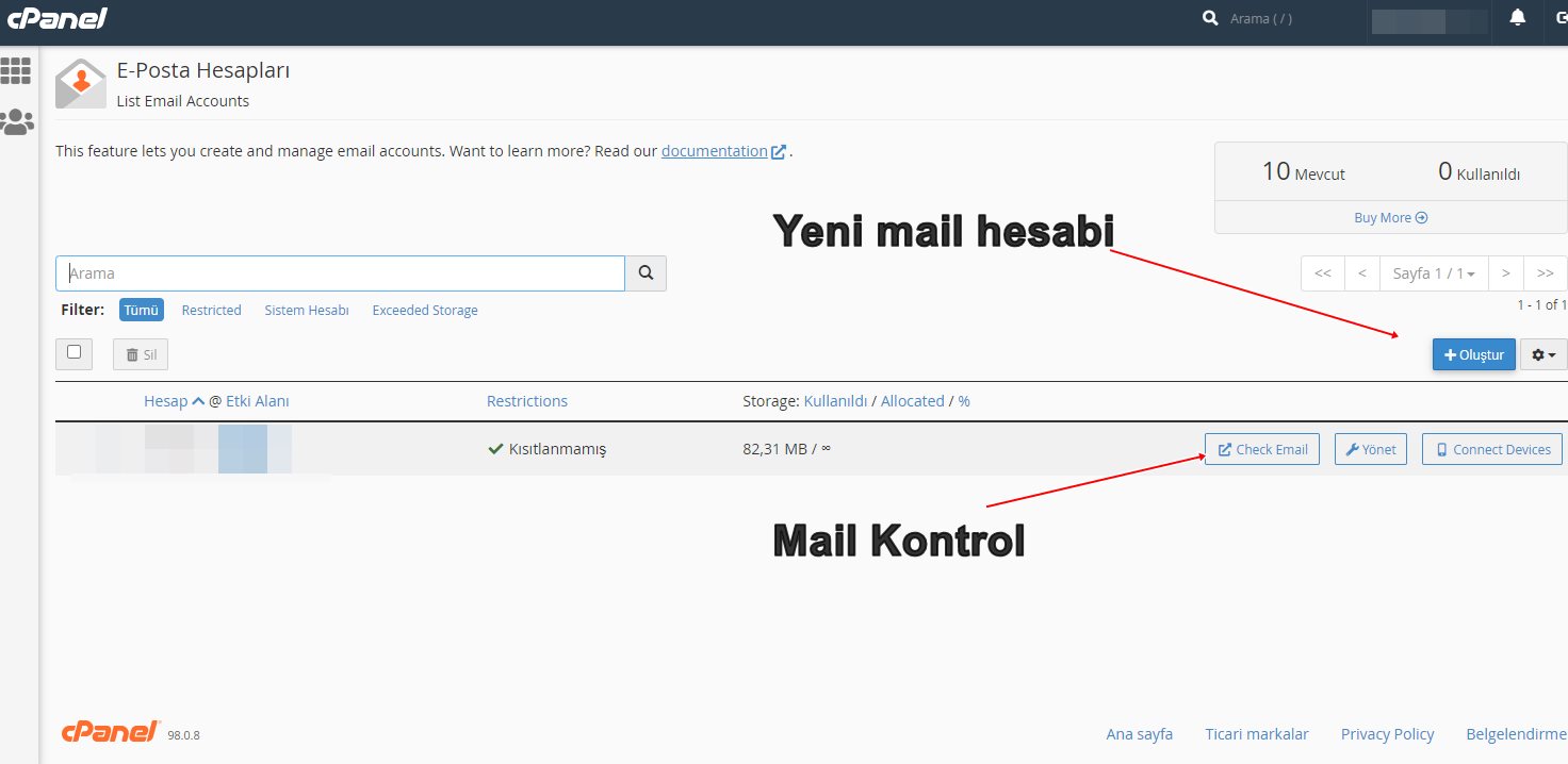 cpanel mail kurmak